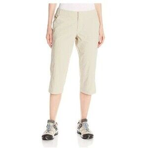Columbia PFG Suncast Capri Pants Womens M Beige Nylon Lightweight Fishing
